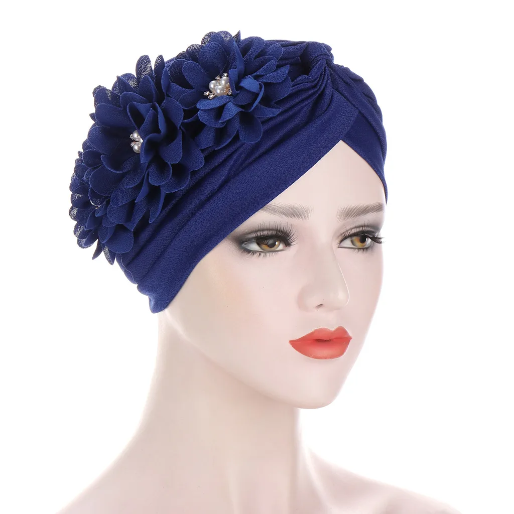 2020 cotton solid folds pearl muslim turban scarf women islamic inner hijab caps Arab wrap head femme musulman turbante mujer