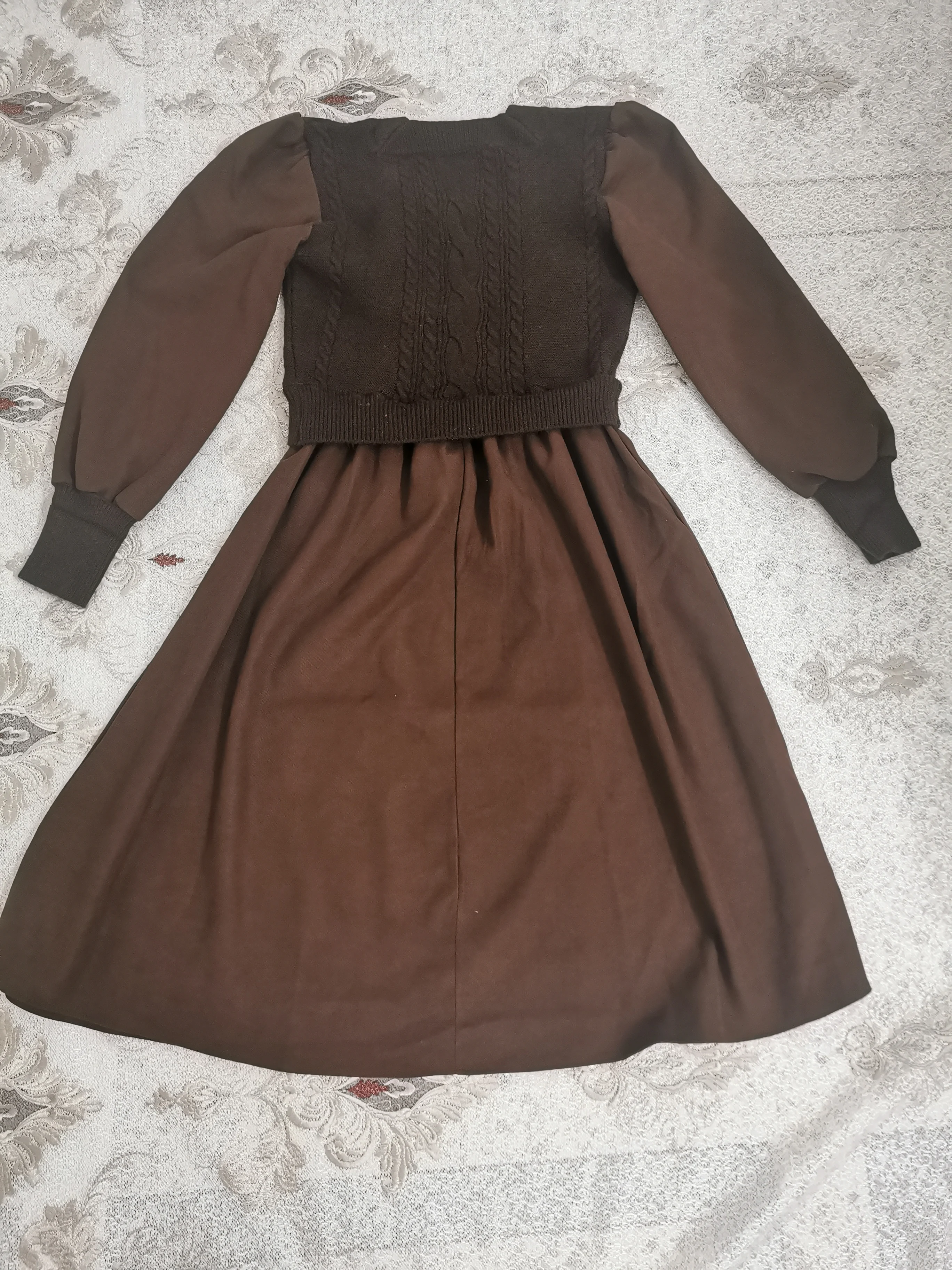Women's Vintage Elegant Evening Party Midi Dress Puff Sleeve France Retro Dress Solid Warm Korean Dresses Autumn Winter Vestidos