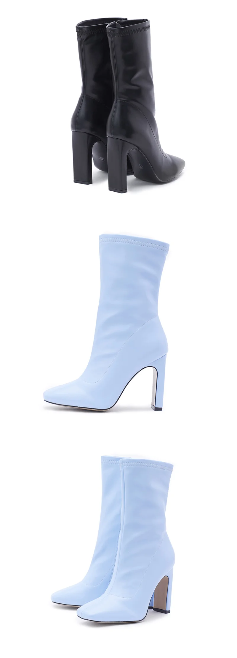 Blue Ankle Boots For Women Runway Style Party Nightclub Stripper Booties Ladies Fashion Square Toe Zip Autumn Winter Shoes Pumps