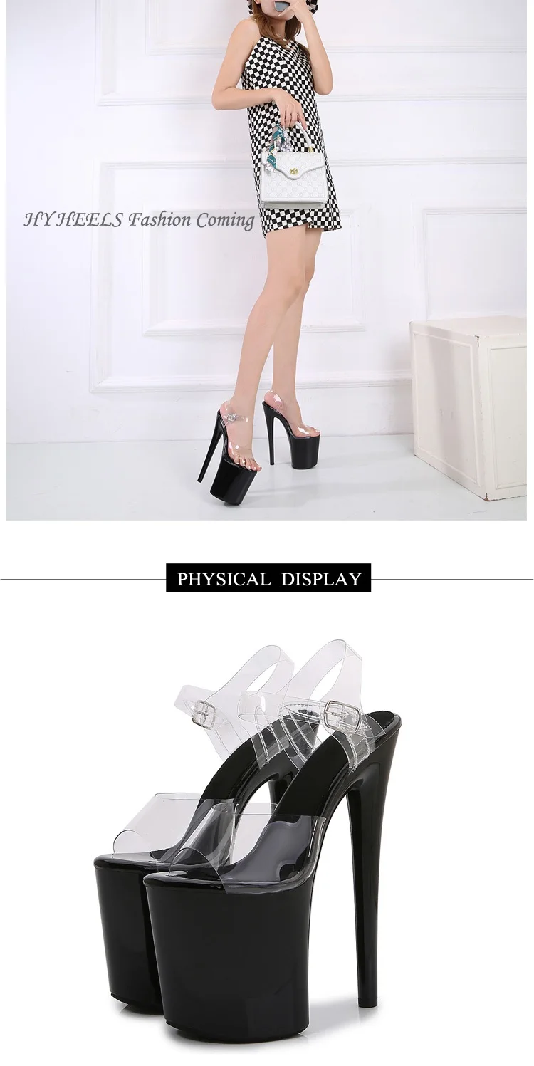 SDTRFT Multicolor Fashion Red Shoes Woman Sexy Transparent Platforms Pumps Open Toe 20cm Ultra Thin High Heels Platform Sandals