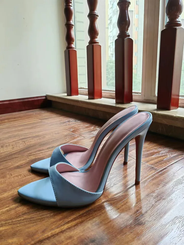 MKKHOU Fashion Sandals Women New Minimalist Classic Word With Stiletto 12cm High Heel Sandals Summer All-match Modern Slippers