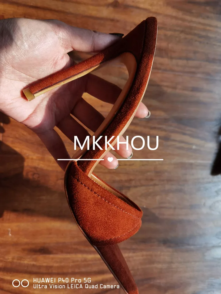 MKKHOU Fashion Sandals Women New Minimalist Classic Word With Stiletto 12cm High Heel Sandals Summer All-match Modern Slippers