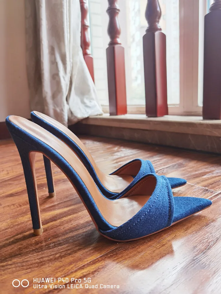 MKKHOU Fashion Sandals Women New Minimalist Classic Word With Stiletto 12cm High Heel Sandals Summer All-match Modern Slippers