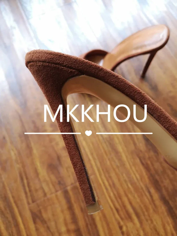 MKKHOU Fashion Sandals Women New Minimalist Classic Word With Stiletto 12cm High Heel Sandals Summer All-match Modern Slippers