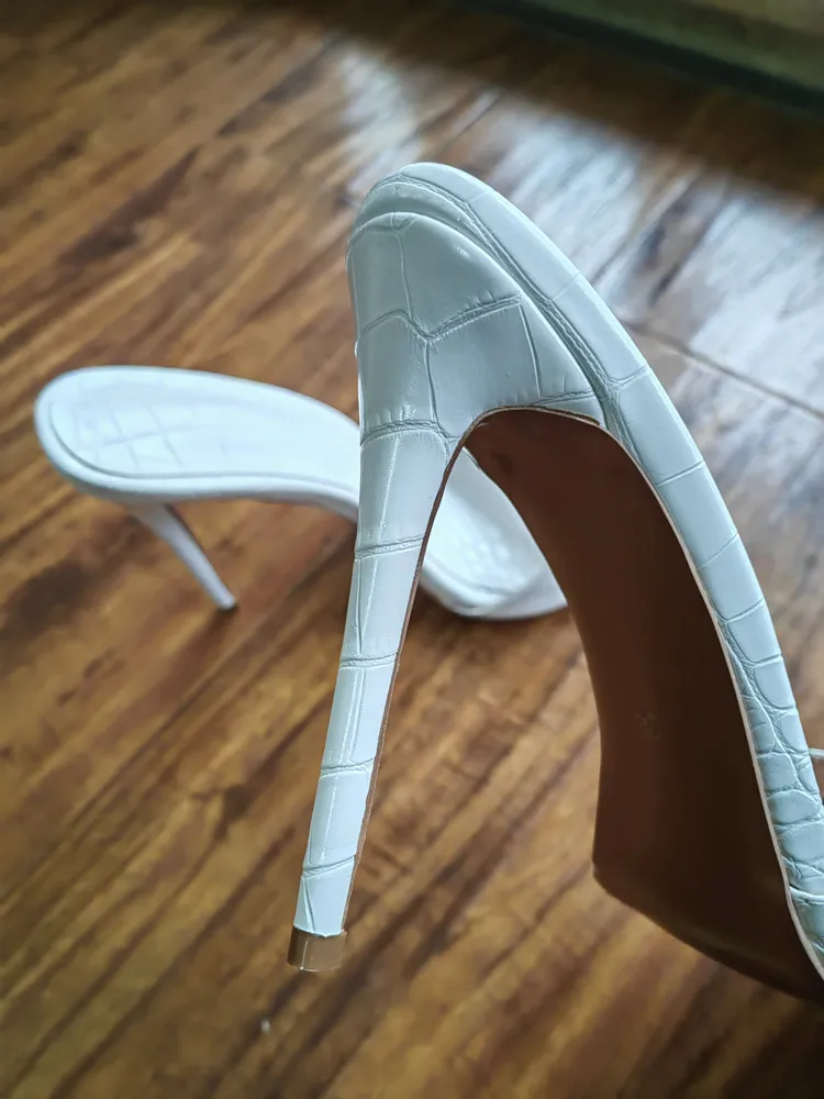 MKKHOU Fashion Sandals Women New Minimalist Classic Word With Stiletto 12cm High Heel Sandals Summer All-match Modern Slippers
