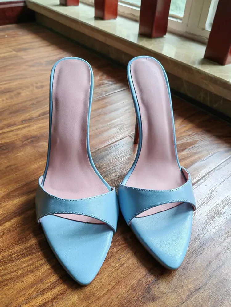 MKKHOU Fashion Sandals Women New Minimalist Classic Word With Stiletto 12cm High Heel Sandals Summer All-match Modern Slippers