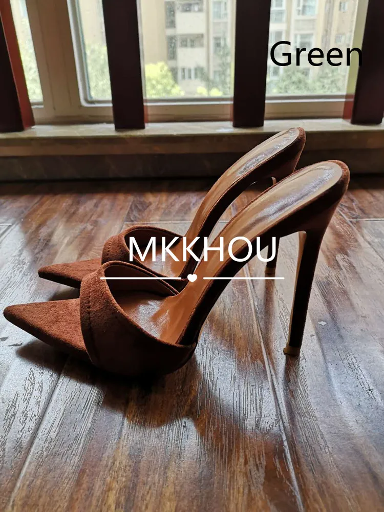 MKKHOU Fashion Sandals Women New Minimalist Classic Word With Stiletto 12cm High Heel Sandals Summer All-match Modern Slippers