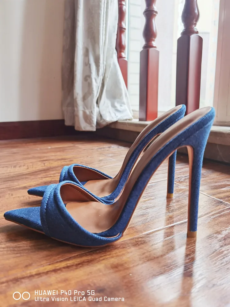 MKKHOU Fashion Sandals Women New Minimalist Classic Word With Stiletto 12cm High Heel Sandals Summer All-match Modern Slippers