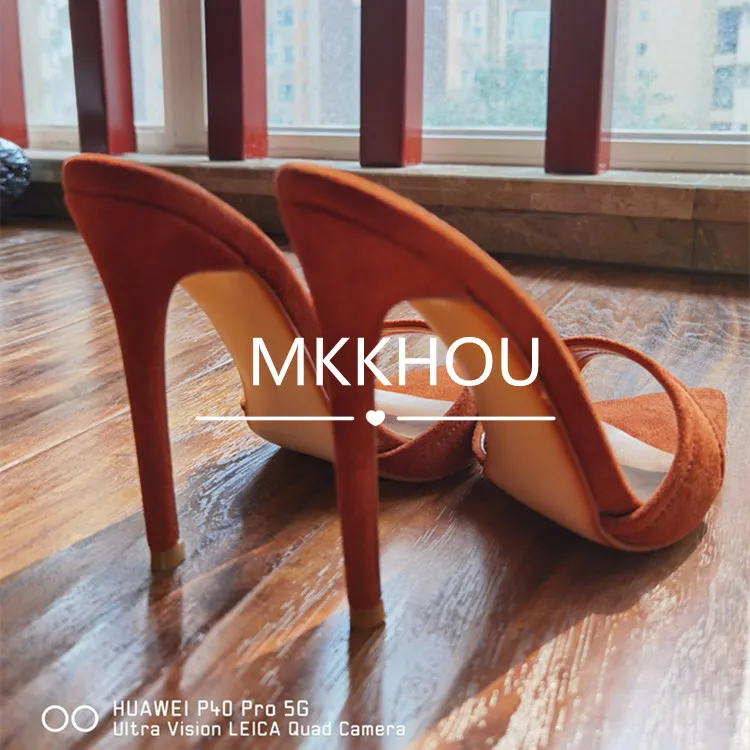 MKKHOU Fashion Sandals Women New Minimalist Classic Word With Stiletto 12cm High Heel Sandals Summer All-match Modern Slippers