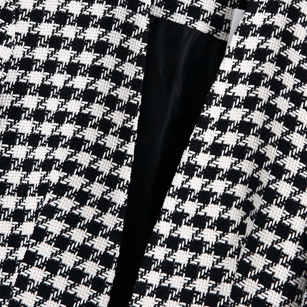 xikom 2021 Tweed Two pieces set Women Vintage V Neck Long Sleeve Office Lady slim Blazer Coat Female Hight Waist Shorts suit