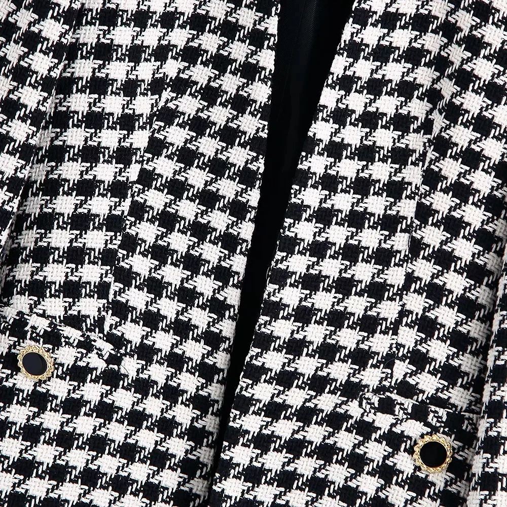 xikom 2021 Tweed Two pieces set Women Vintage V Neck Long Sleeve Office Lady slim Blazer Coat Female Hight Waist Shorts suit