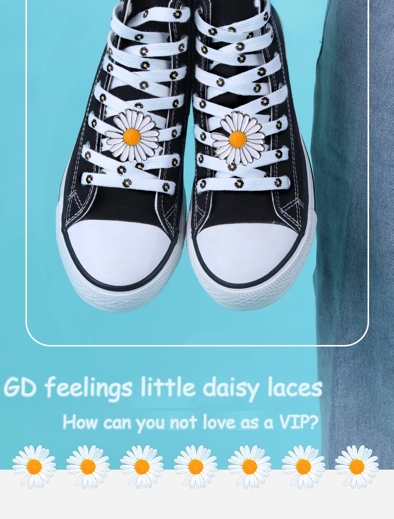 Little Daisies Shoelaces Cartoon Printing Fashion AF1 Cream Daisy Shoelace Flat Shoe Buckle Colorful Lace Accessories Decorative