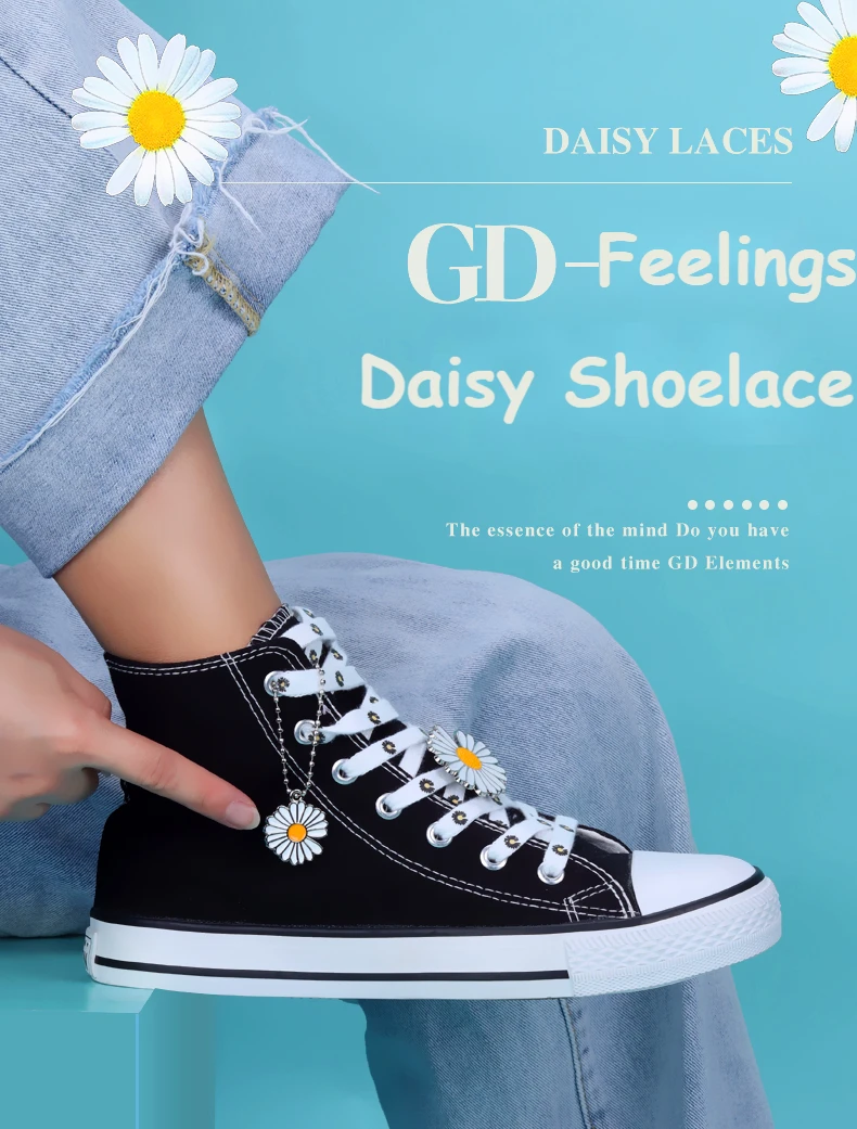 Little Daisies Shoelaces Cartoon Printing Fashion AF1 Cream Daisy Shoelace Flat Shoe Buckle Colorful Lace Accessories Decorative