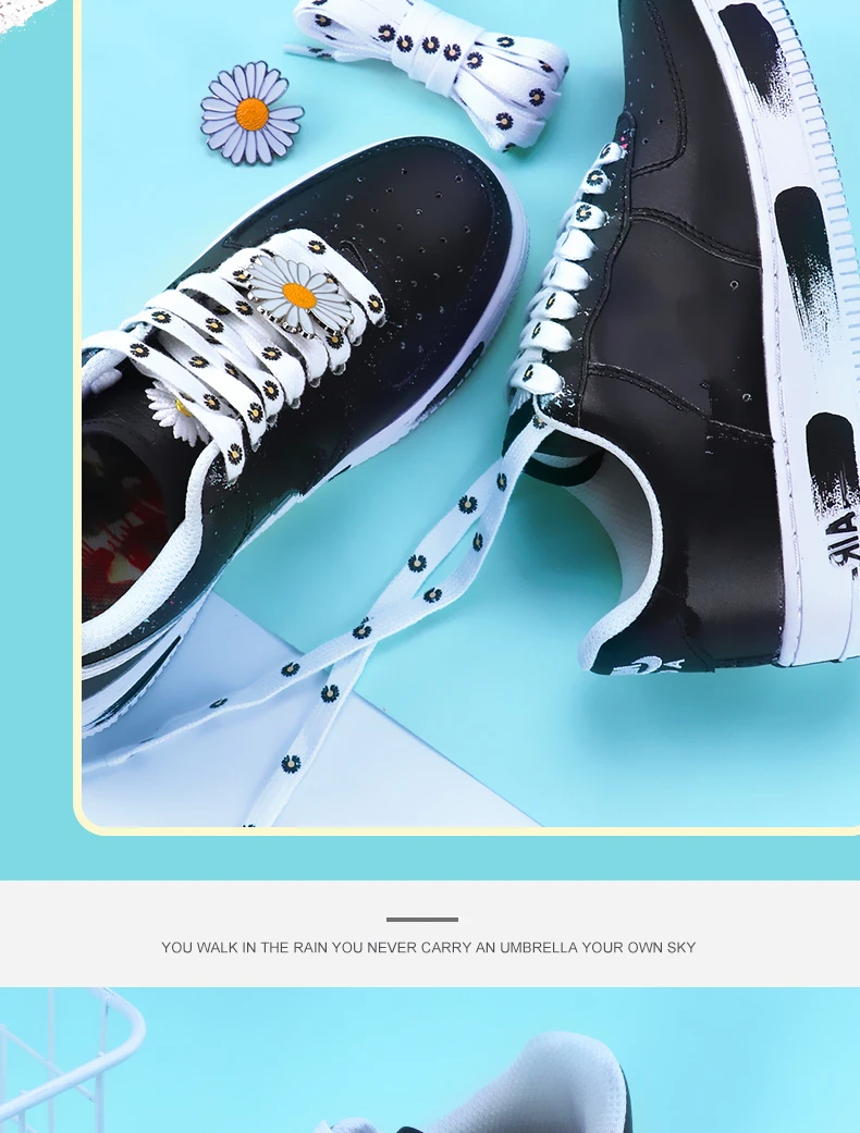 Little Daisies Shoelaces Cartoon Printing Fashion AF1 Cream Daisy Shoelace Flat Shoe Buckle Colorful Lace Accessories Decorative