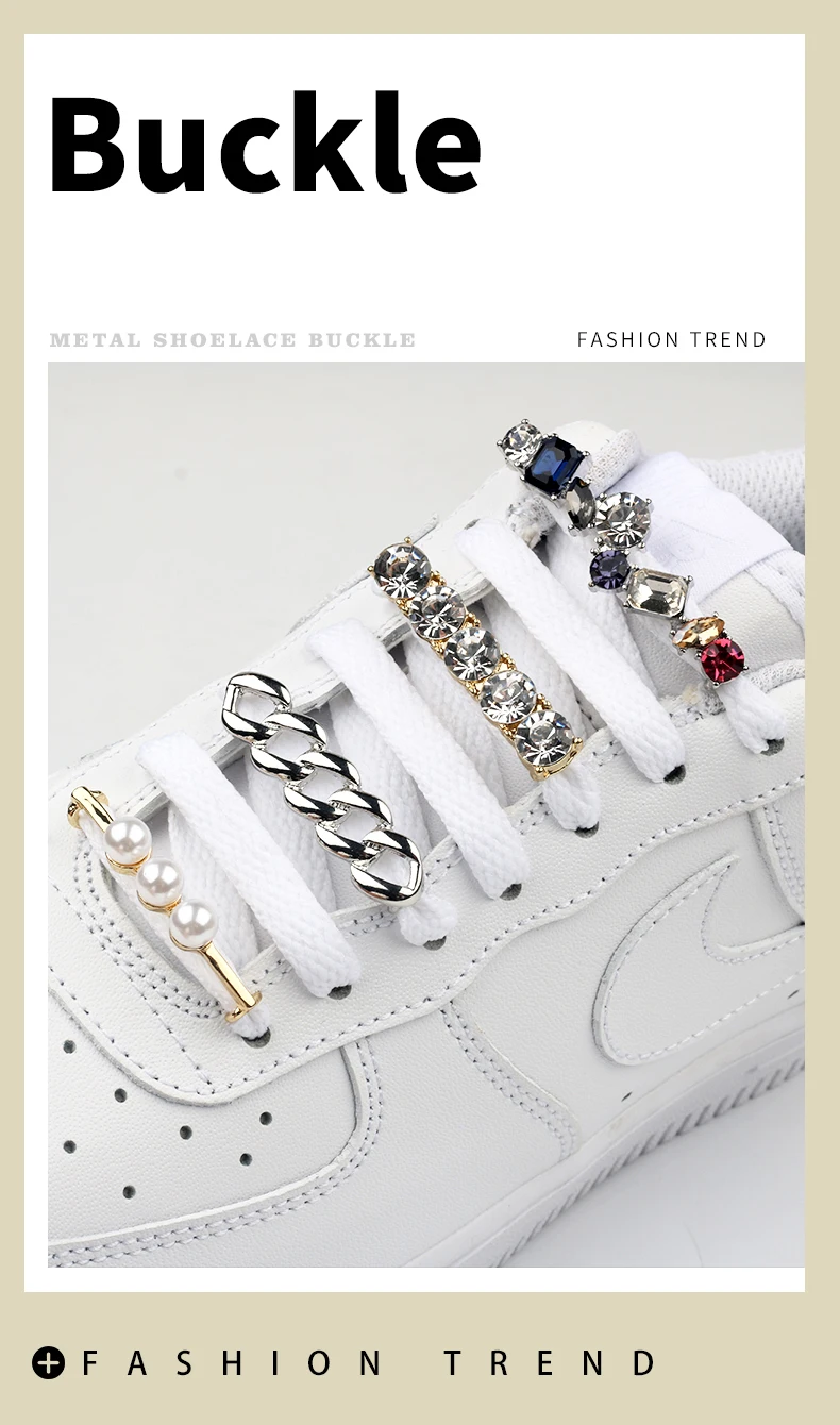 Sneakers Shoelaces Decoration Metal Shoelace Buckle DIY Shoes Accessories Women Girl Shiny Rhinestones Shoe Laces Clips 1Pcs