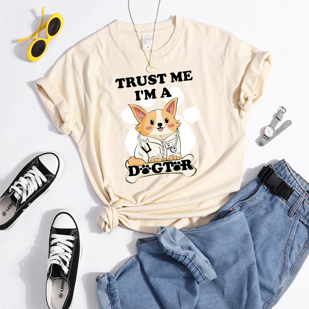 Trust Me I'M A Dogtor Kawaii Female T-Shirts Cool Street Crop Top Personality Summer Tee Clothing High Quality Women T Shirts