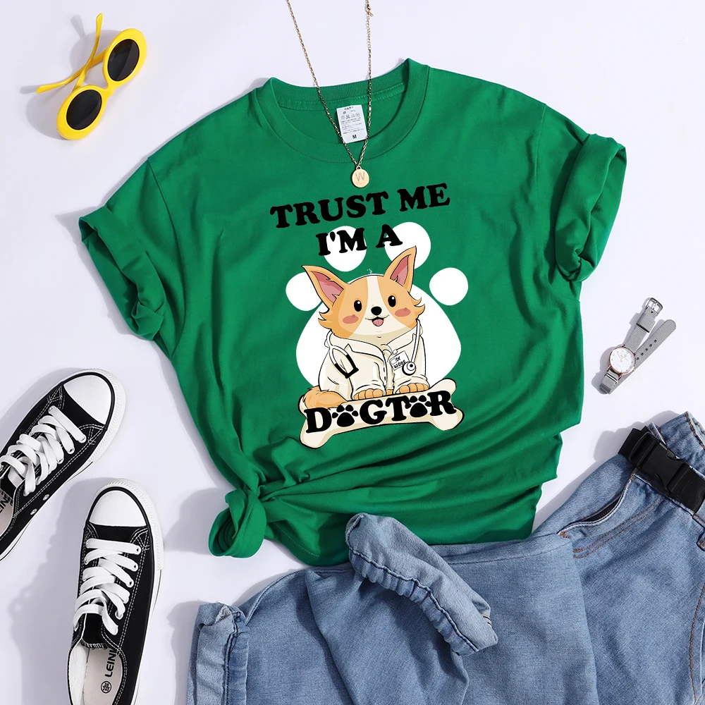 Trust Me I'M A Dogtor Kawaii Female T-Shirts Cool Street Crop Top Personality Summer Tee Clothing High Quality Women T Shirts