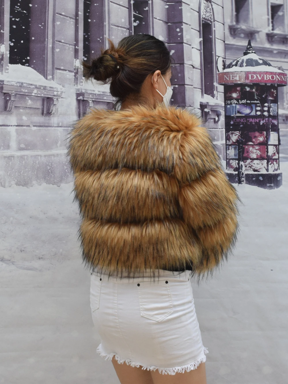 HOOOFUR Fur Coat Women's Jacket Faux Winter Women Short Warm Thick Raccoon Fake Fur Coat 2024 Brown