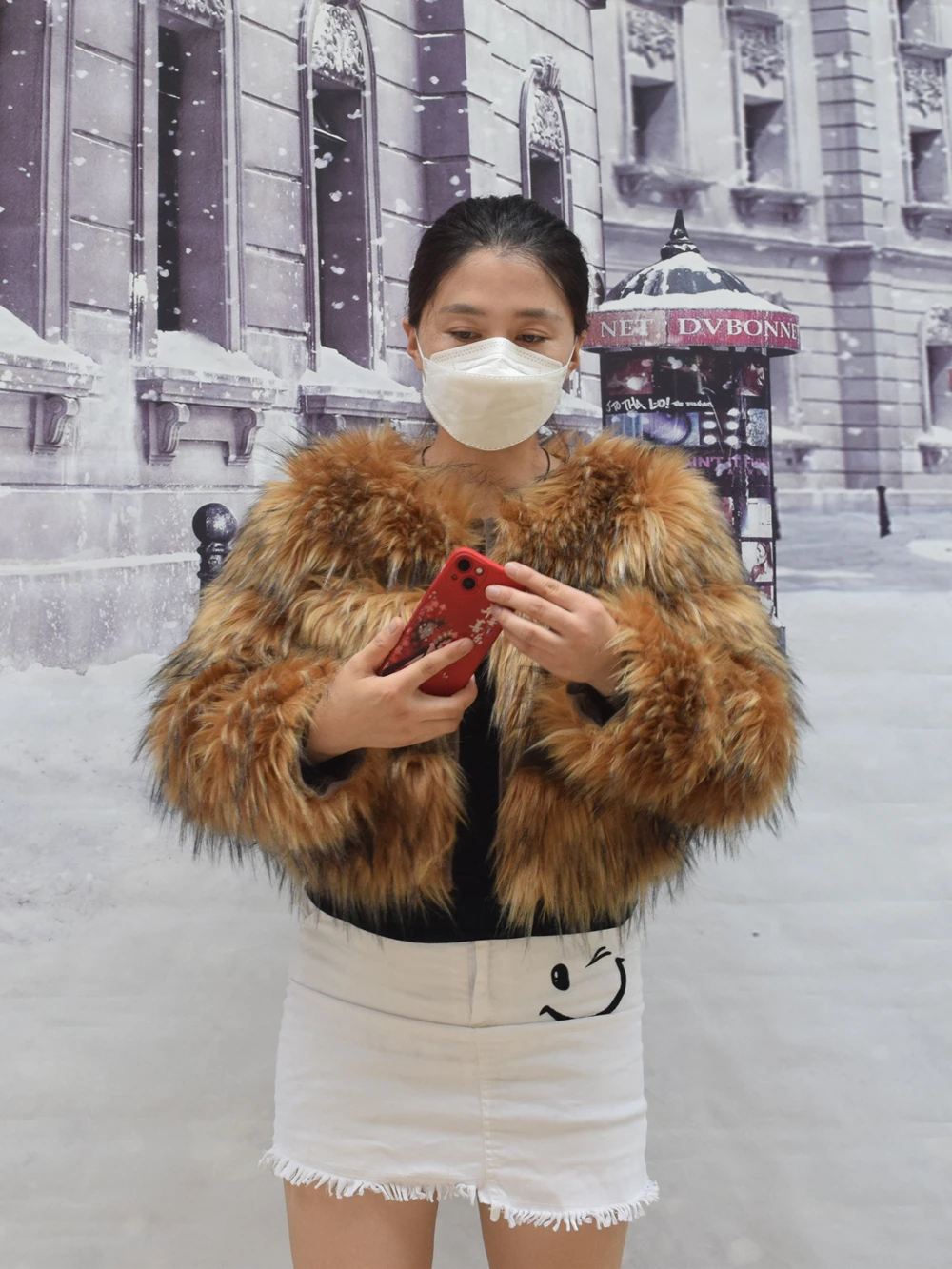 HOOOFUR Fur Coat Women's Jacket Faux Winter Women Short Warm Thick Raccoon Fake Fur Coat 2024 Brown