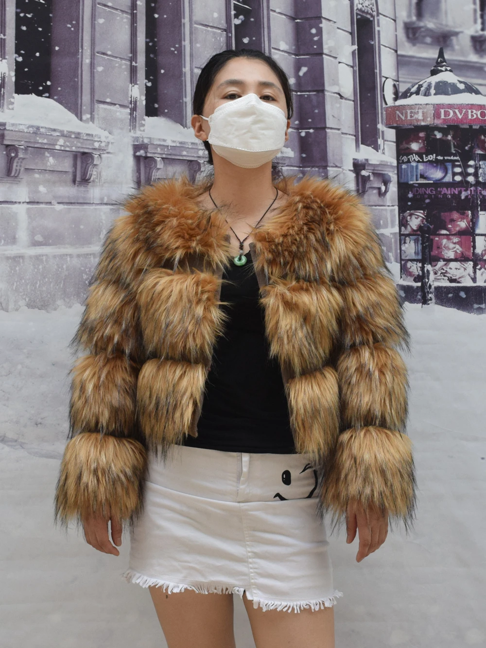 HOOOFUR Fur Coat Women's Jacket Faux Winter Women Short Warm Thick Raccoon Fake Fur Coat 2024 Brown