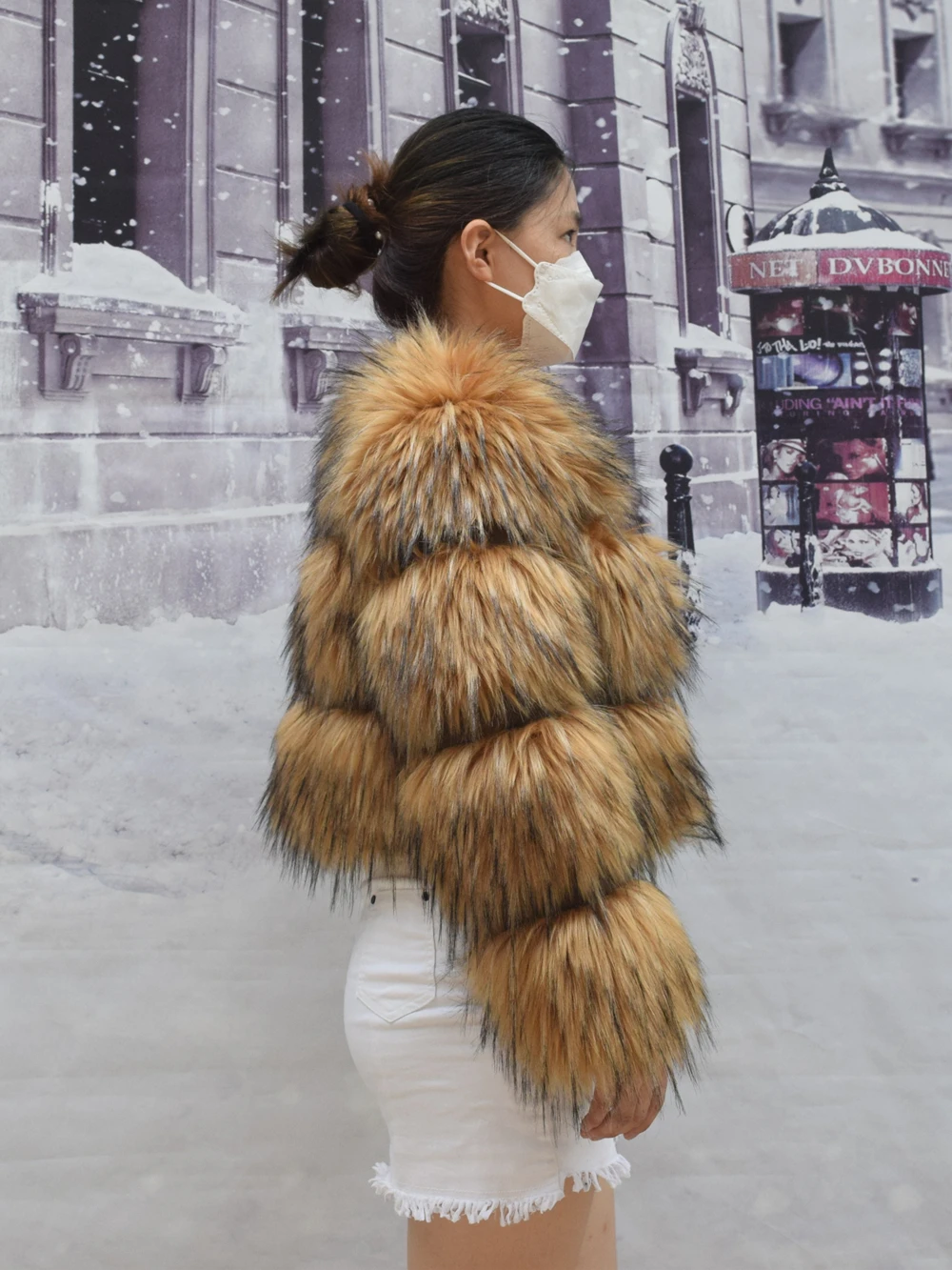 HOOOFUR Fur Coat Women's Jacket Faux Winter Women Short Warm Thick Raccoon Fake Fur Coat 2024 Brown