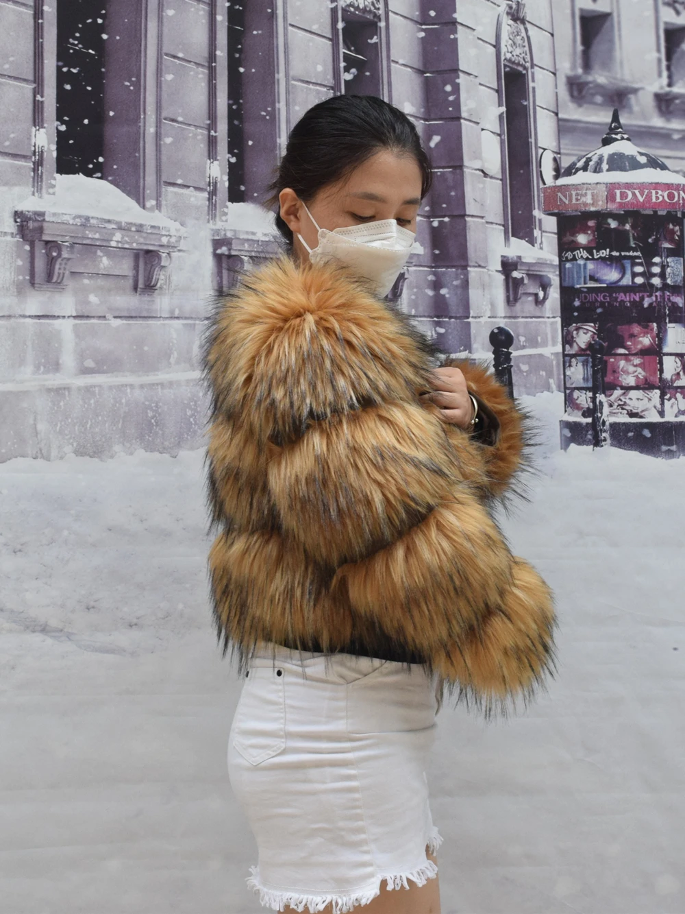 HOOOFUR Fur Coat Women's Jacket Faux Winter Women Short Warm Thick Raccoon Fake Fur Coat 2024 Brown