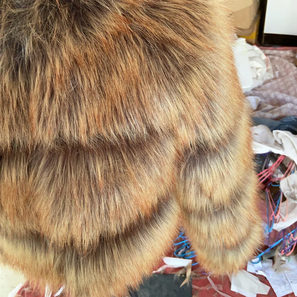 HOOOFUR Fur Coat Women's Jacket Faux Winter Women Short Warm Thick Raccoon Fake Fur Coat 2024 Brown