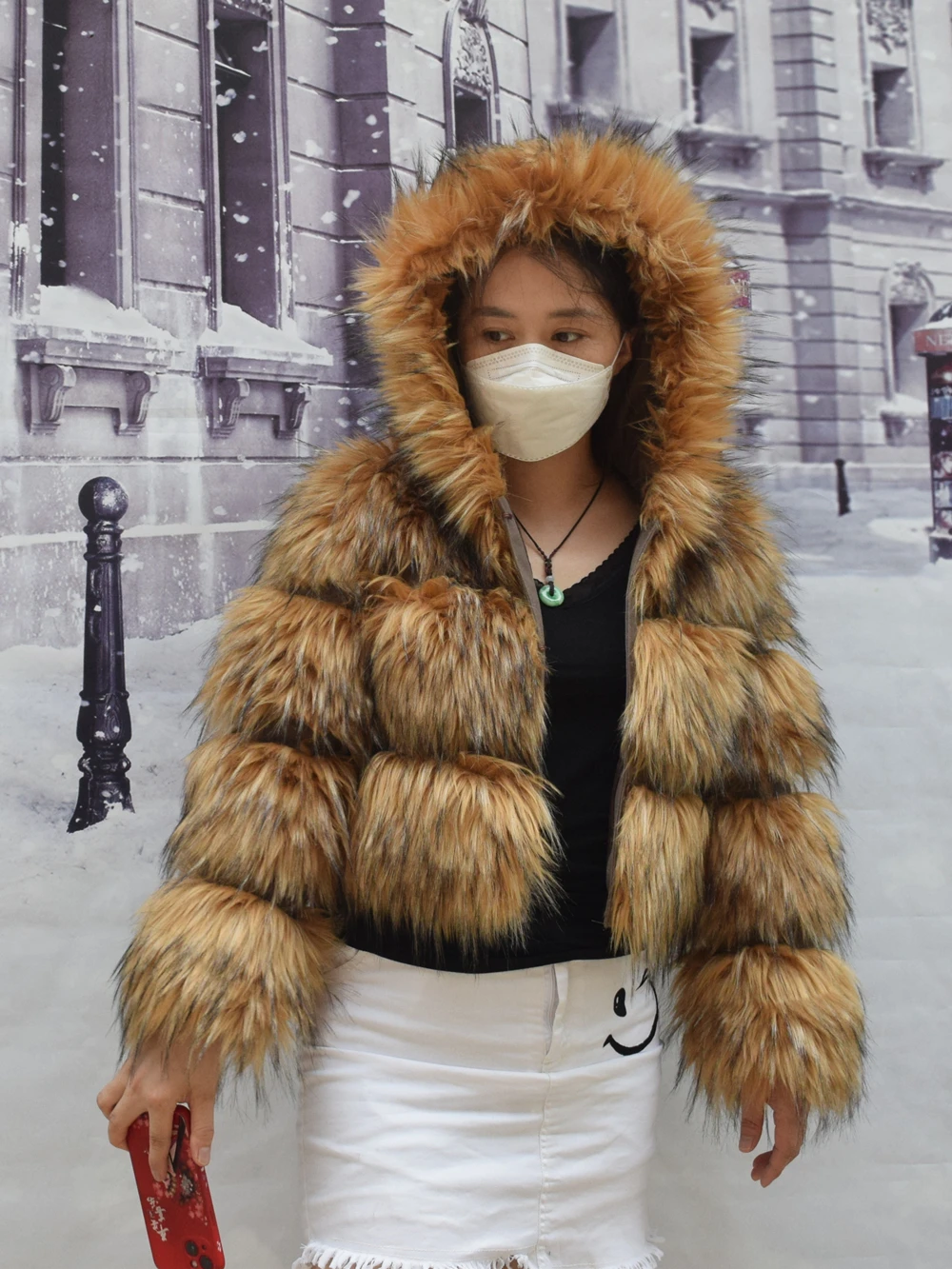 HOOOFUR Fur Coat Women's Jacket Faux Winter Women Short Warm Thick Raccoon Fake Fur Coat 2024 Brown
