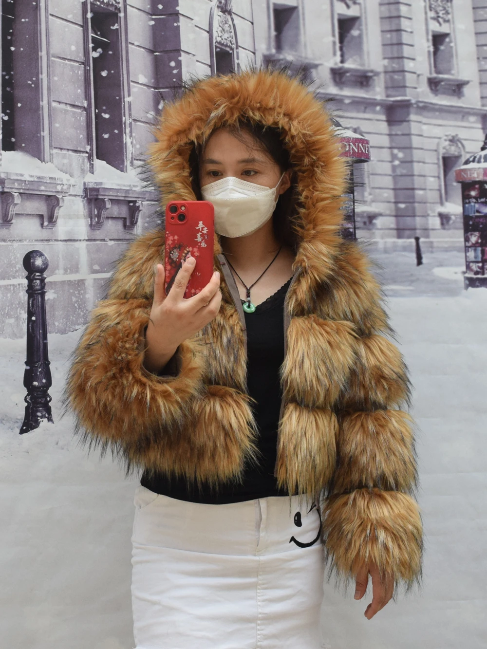 HOOOFUR Fur Coat Women's Jacket Faux Winter Women Short Warm Thick Raccoon Fake Fur Coat 2024 Brown