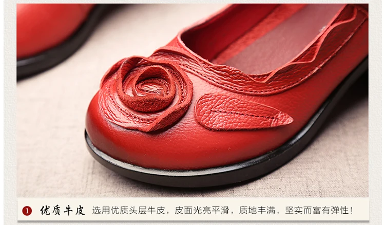 Vintage Cowhide Leather Sandals Women High Quality Mary Jane Shoes Low Heels Sandal With Flower Woman Chic Shoes Sandalias Mujer