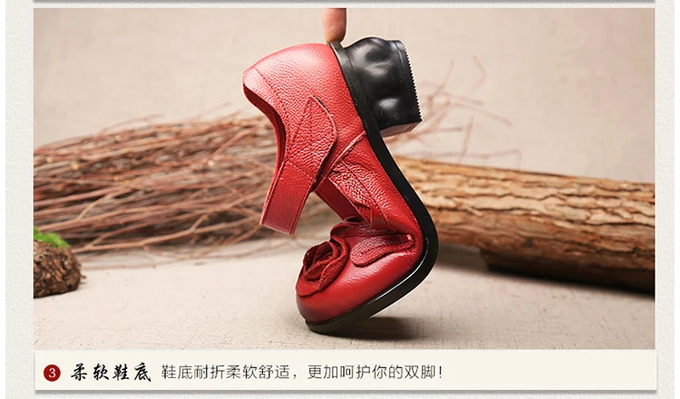 Vintage Cowhide Leather Sandals Women High Quality Mary Jane Shoes Low Heels Sandal With Flower Woman Chic Shoes Sandalias Mujer