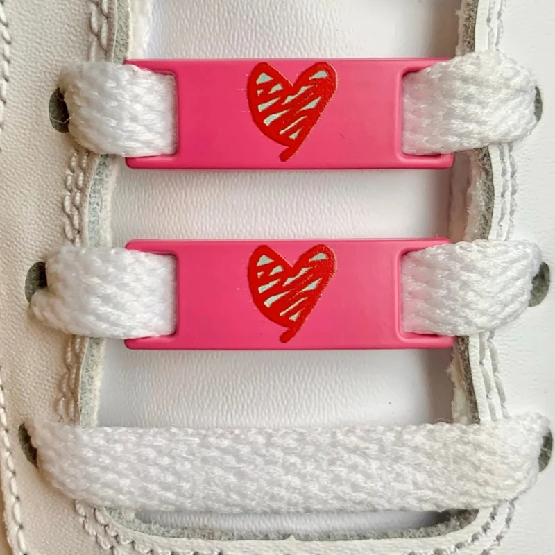 Luminous Shoe Lace Metal Buckle Heart Love Decorations Shoelaces Buckles DIY Sneaker Shoe Laces Lock Accesories New 1Pair