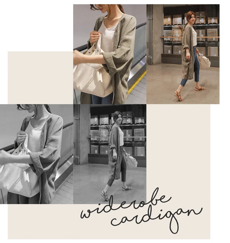 Women Linen Trench Coat Korean Fashion Cotton Linen Long Cardigan Plus Size Sun Protection Clothing Loose Thin Mid Length Coat