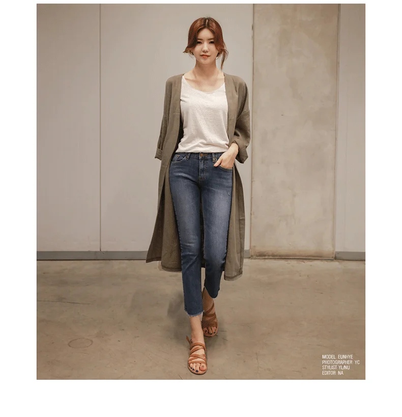 Women Linen Trench Coat Korean Fashion Cotton Linen Long Cardigan Plus Size Sun Protection Clothing Loose Thin Mid Length Coat
