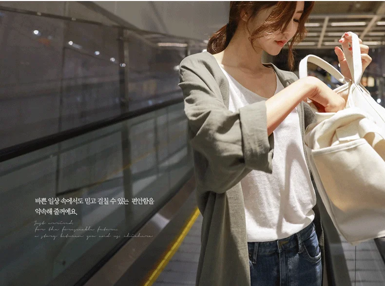 Women Linen Trench Coat Korean Fashion Cotton Linen Long Cardigan Plus Size Sun Protection Clothing Loose Thin Mid Length Coat