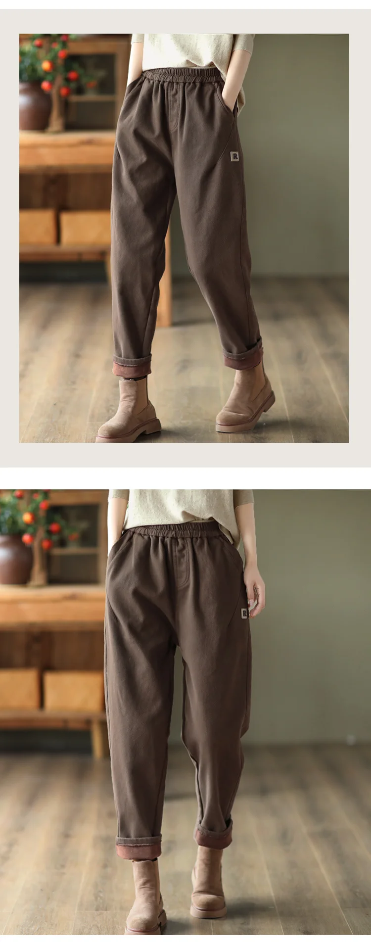 Amax luluE 2024 Luxury Clothing Winter Womens Fashion Loose Warm Fur Pants Female Casual Vintage Thicken Harajuku Harem Trousers