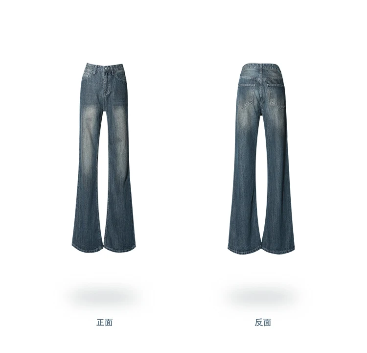 Flare Jeans Pants Women Vintage Denim Ladies Jeans High Waist Fashion Pocket Trousers Wide Leg Jeans