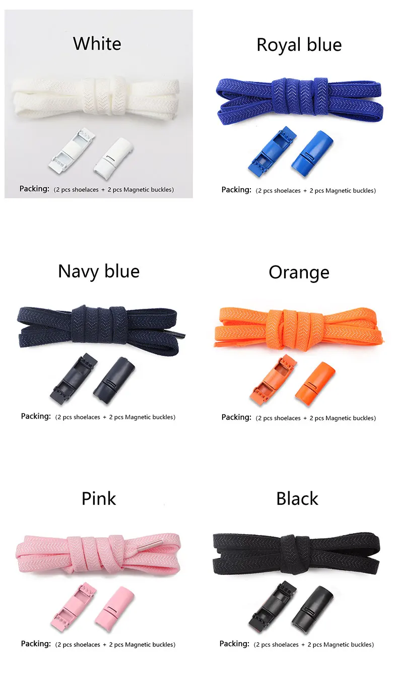 New Magnetic Lock Buckle Shoelace Small White Sneakers Shoes Lace Children Adult Elastic Shoelaces Free Tie Artifact Accessories