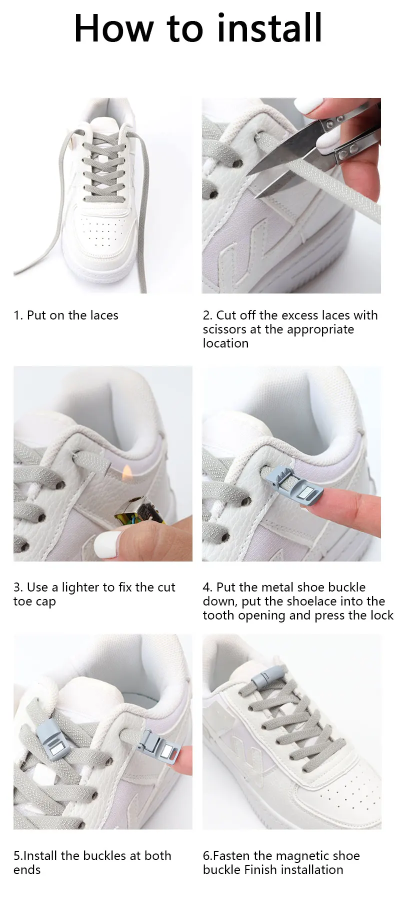 New Magnetic Lock Buckle Shoelace Small White Sneakers Shoes Lace Children Adult Elastic Shoelaces Free Tie Artifact Accessories