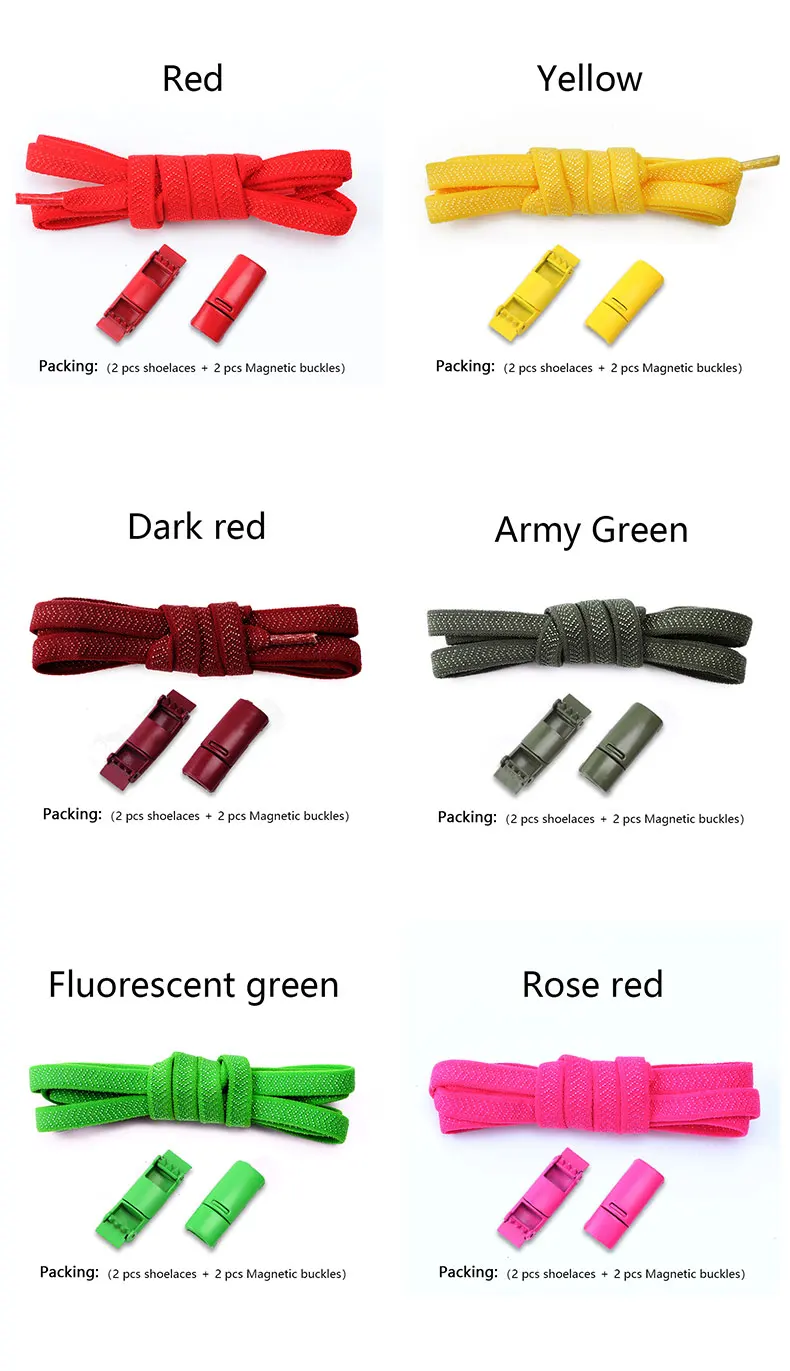 New Magnetic Lock Buckle Shoelace Small White Sneakers Shoes Lace Children Adult Elastic Shoelaces Free Tie Artifact Accessories