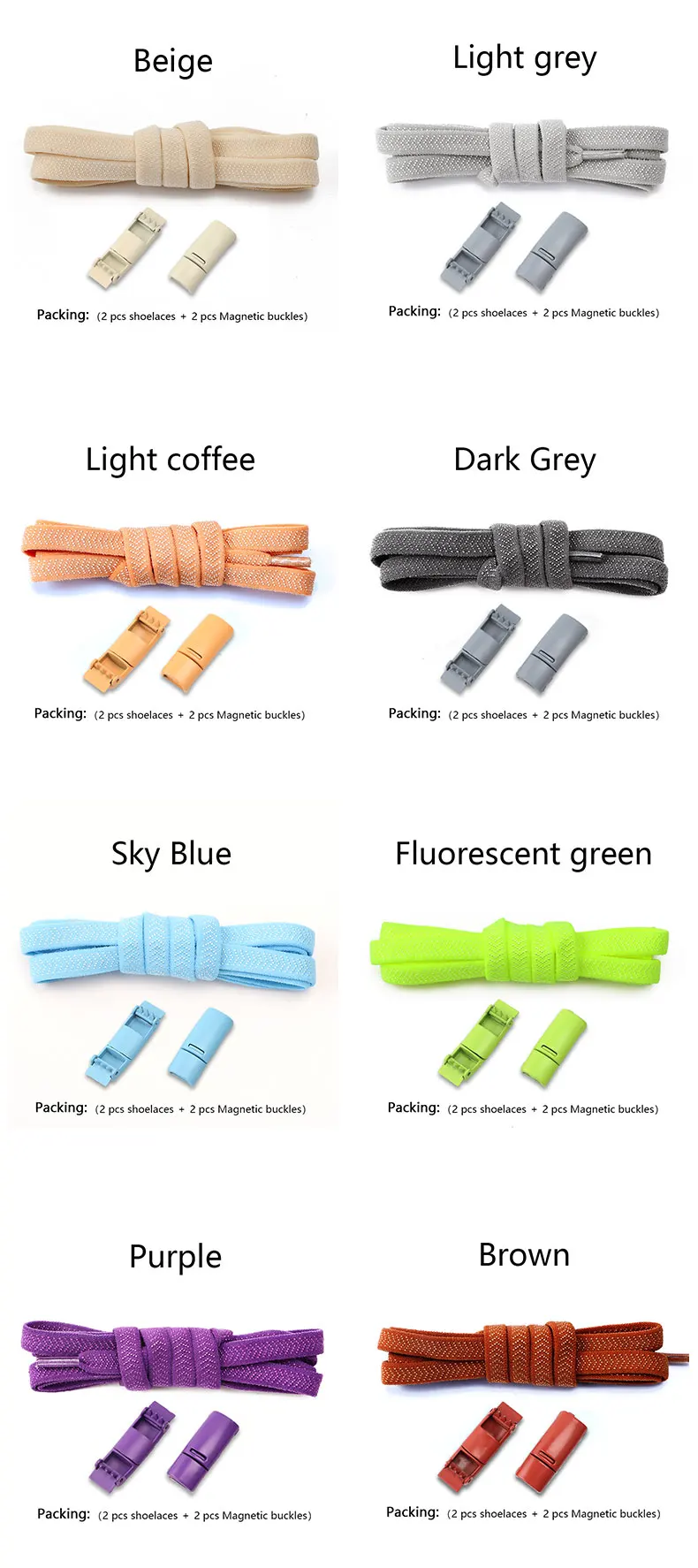 New Magnetic Lock Buckle Shoelace Small White Sneakers Shoes Lace Children Adult Elastic Shoelaces Free Tie Artifact Accessories