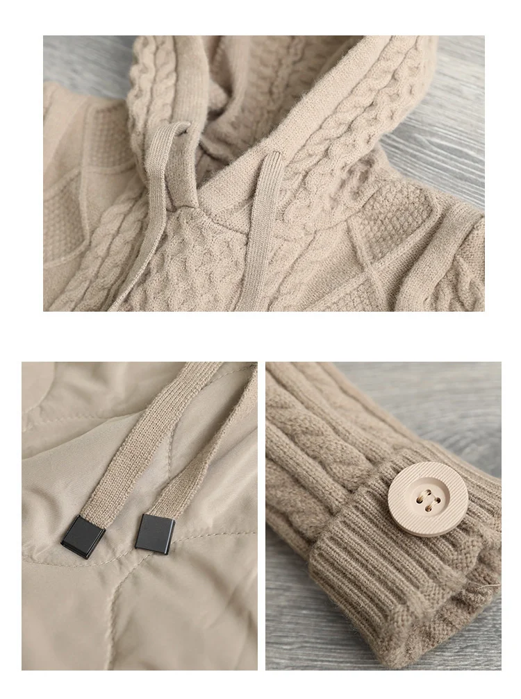 Amax LuluE Winter Fashion Clothes Womens Loose Warm Hooded Knitted Padded Hoodies Ladies Casual Vintage Thicken Long Sweatshirts
