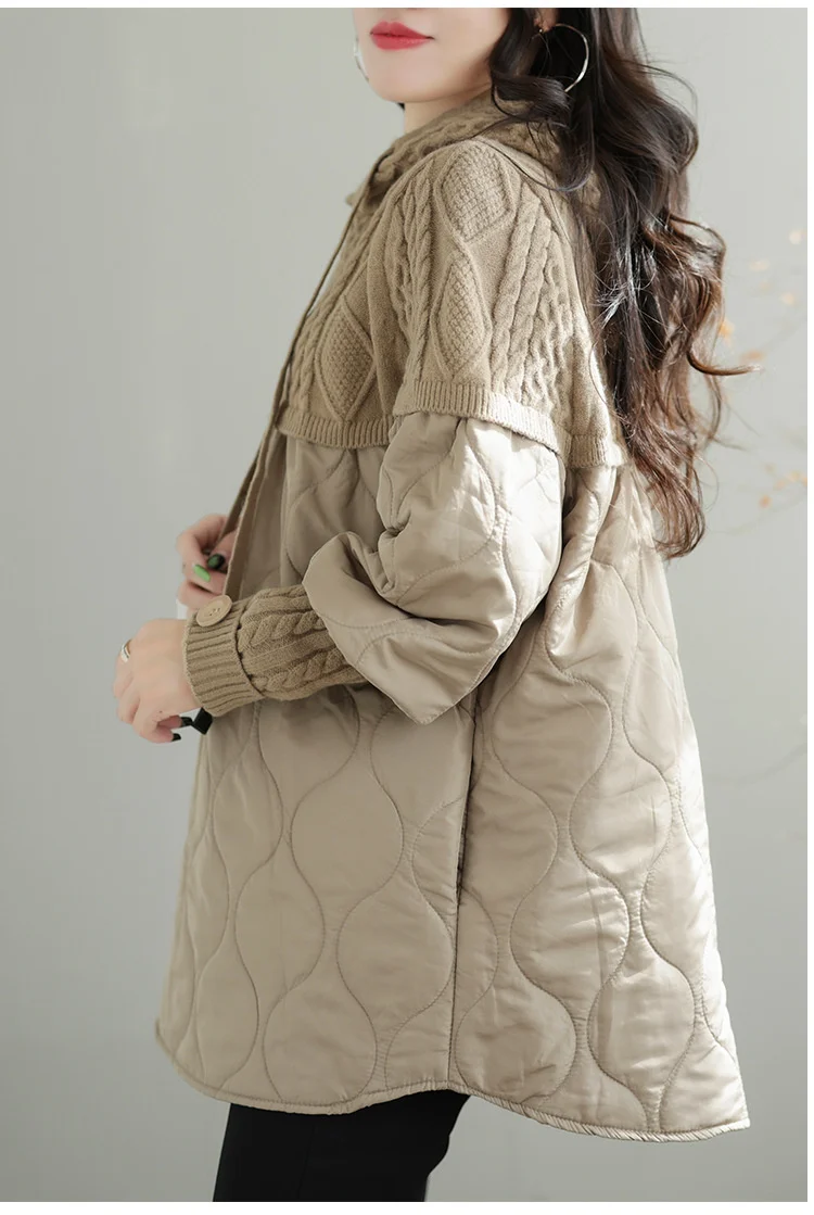Amax LuluE Winter Fashion Clothes Womens Loose Warm Hooded Knitted Padded Hoodies Ladies Casual Vintage Thicken Long Sweatshirts