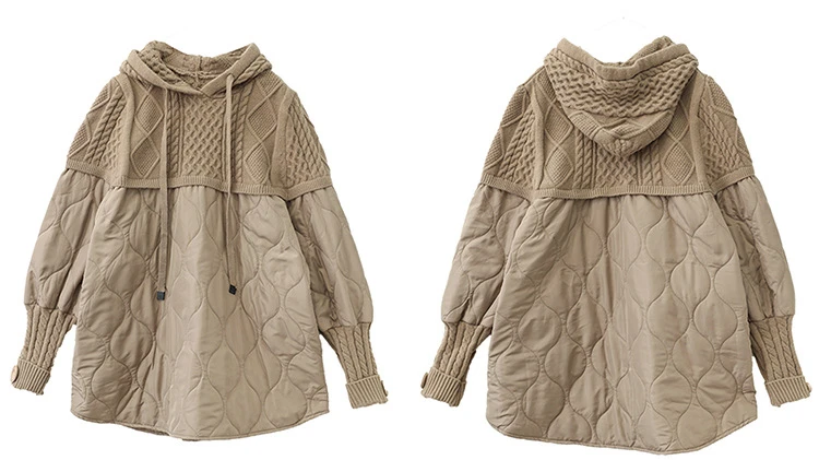 Amax LuluE Winter Fashion Clothes Womens Loose Warm Hooded Knitted Padded Hoodies Ladies Casual Vintage Thicken Long Sweatshirts
