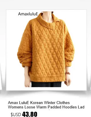 Amax LuluE Winter Fashion Clothes Womens Loose Warm Hooded Knitted Padded Hoodies Ladies Casual Vintage Thicken Long Sweatshirts