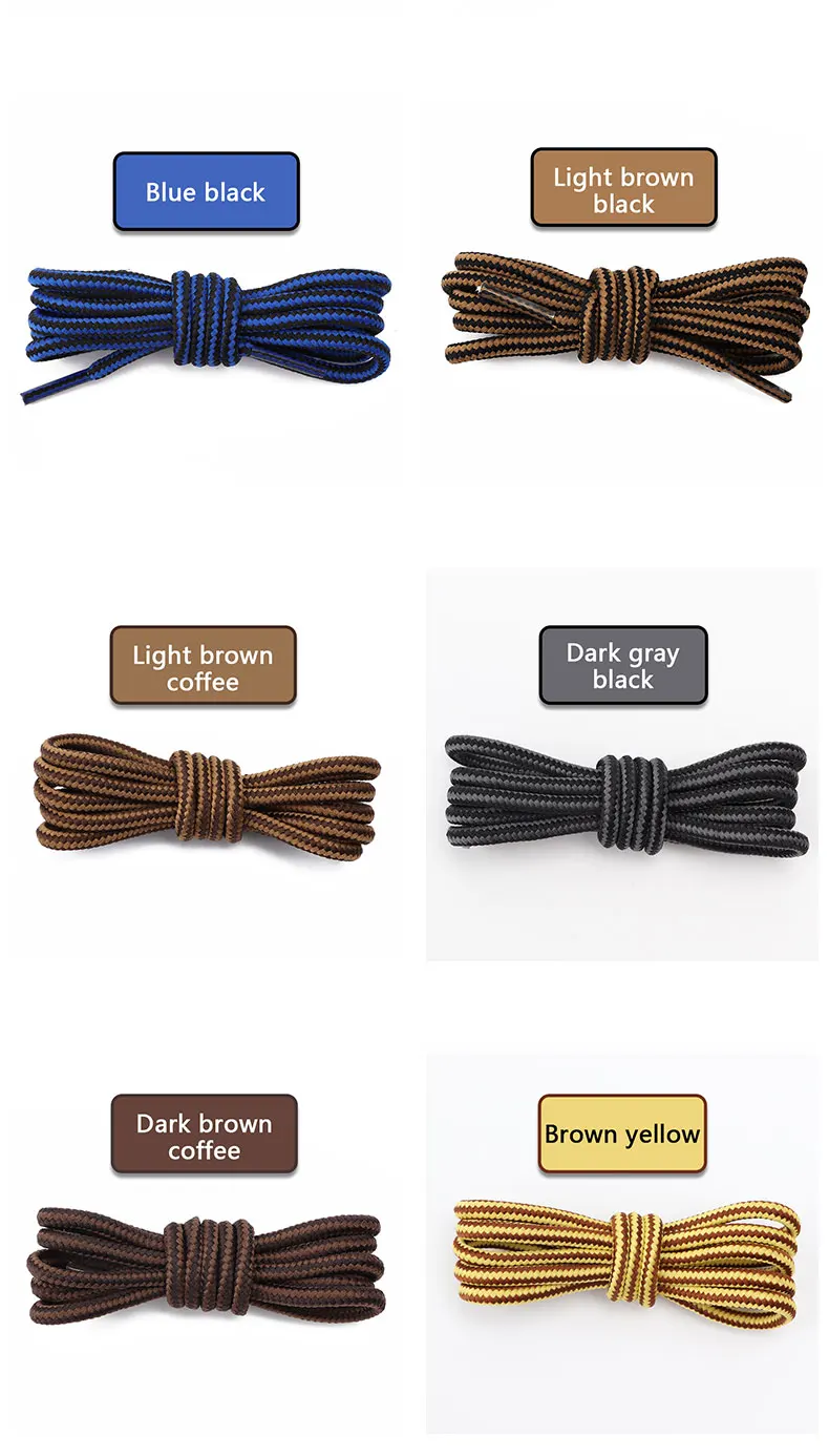 New Round Shoelaces Striped Double Color Shoe Laces Outdoor Hiking Leisure Boots Shoes Lace Sneakers Casual Shoelace Accessories