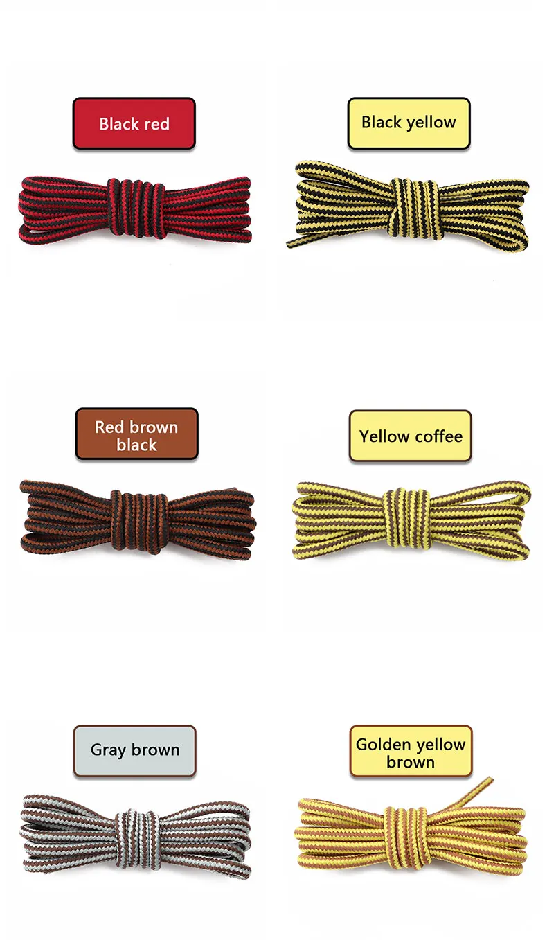 New Round Shoelaces Striped Double Color Shoe Laces Outdoor Hiking Leisure Boots Shoes Lace Sneakers Casual Shoelace Accessories