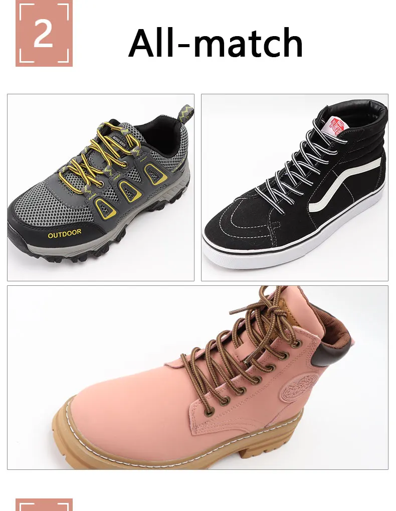 New Round Shoelaces Striped Double Color Shoe Laces Outdoor Hiking Leisure Boots Shoes Lace Sneakers Casual Shoelace Accessories