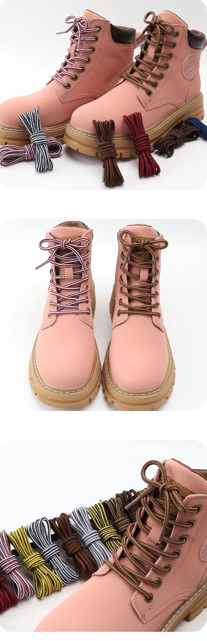 New Round Shoelaces Striped Double Color Shoe Laces Outdoor Hiking Leisure Boots Shoes Lace Sneakers Casual Shoelace Accessories