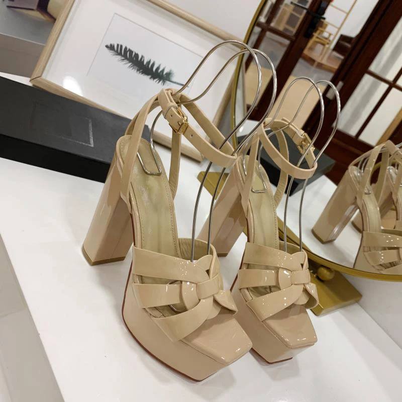 Fashion Women's Sandals Brand Luxury Women's Shoes Elegant Party High Heels Leather Waterproof Office Shoes Sexy Dating Shoes